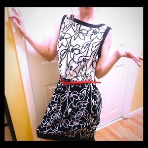 Black and white floral print dress